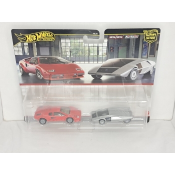 Hot Wheels 1:64 2 pack Premium - Lamborghini Countach LP5000 QV + Lancia Stratos Zero